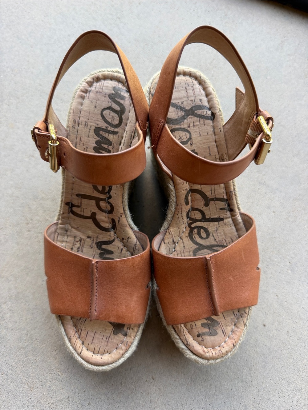 Sam Edelman Leather Espadrille Wedge Sandals